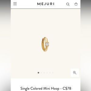 Mejuri pair mini hoop with sapphire solid yellow 14 k gold
